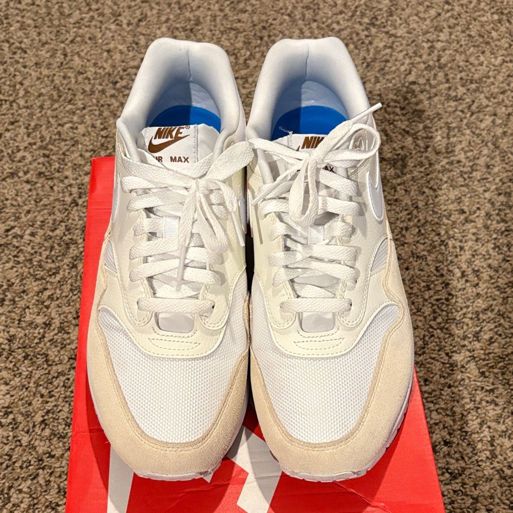 Nike Air Max White and Tan Sneakers